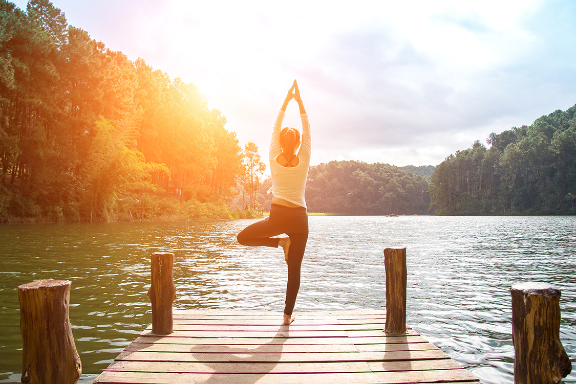 Yoga In De Ochtend Fotobehang