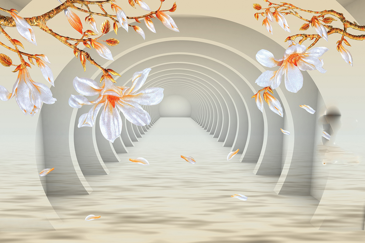 Tunnel met Bloemen - Bloemen Behang