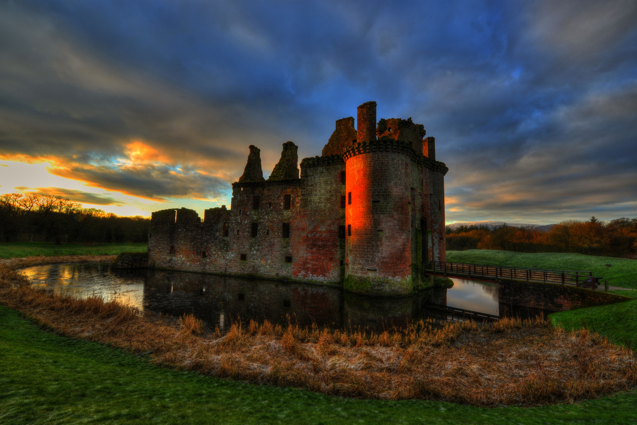 Caerlaverockkasteel Schotland Behang