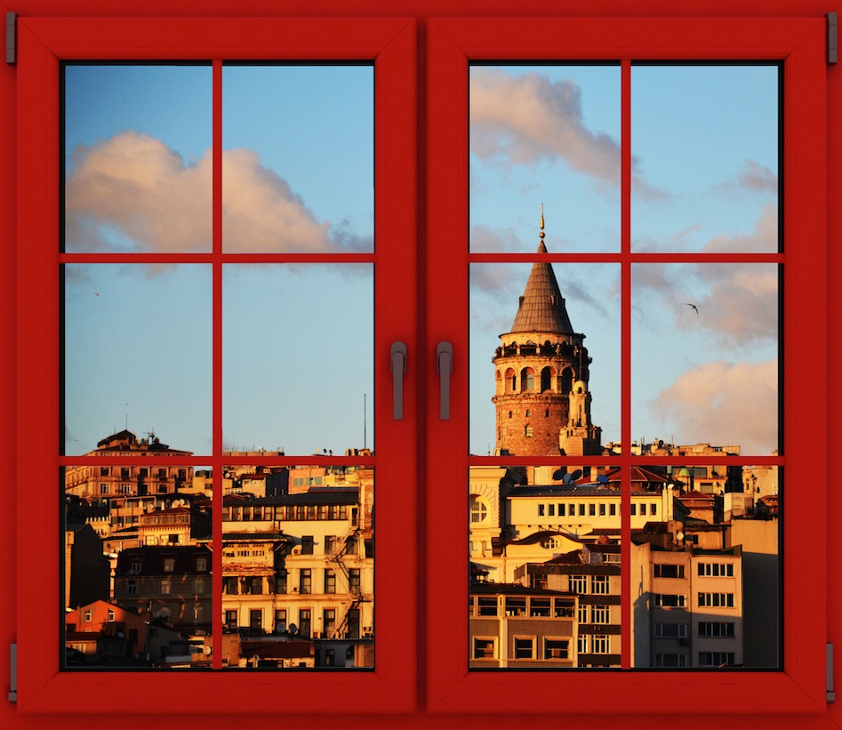 Galata-Toren Vanuit Mijn Raam Fotobehang - Gelijmde