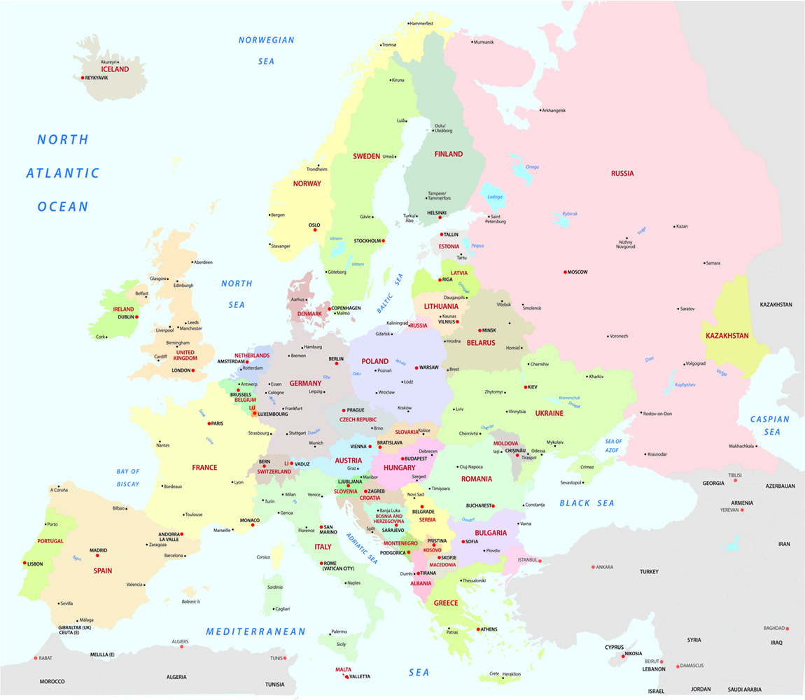 mini kaart Vervreemding Europa Kaart Fotobehang
