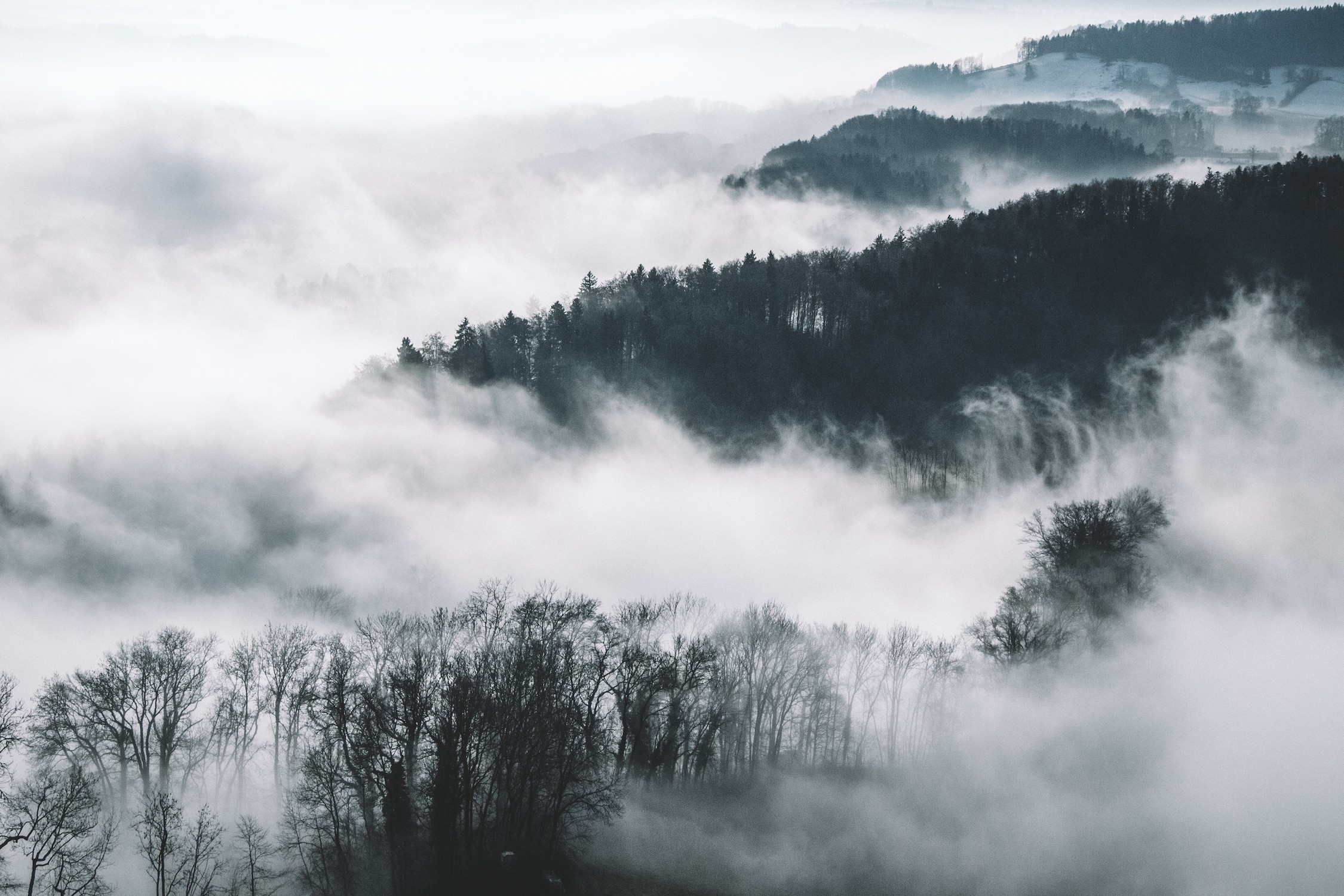 Bergen En Wolken Komen Samen Behang 3D