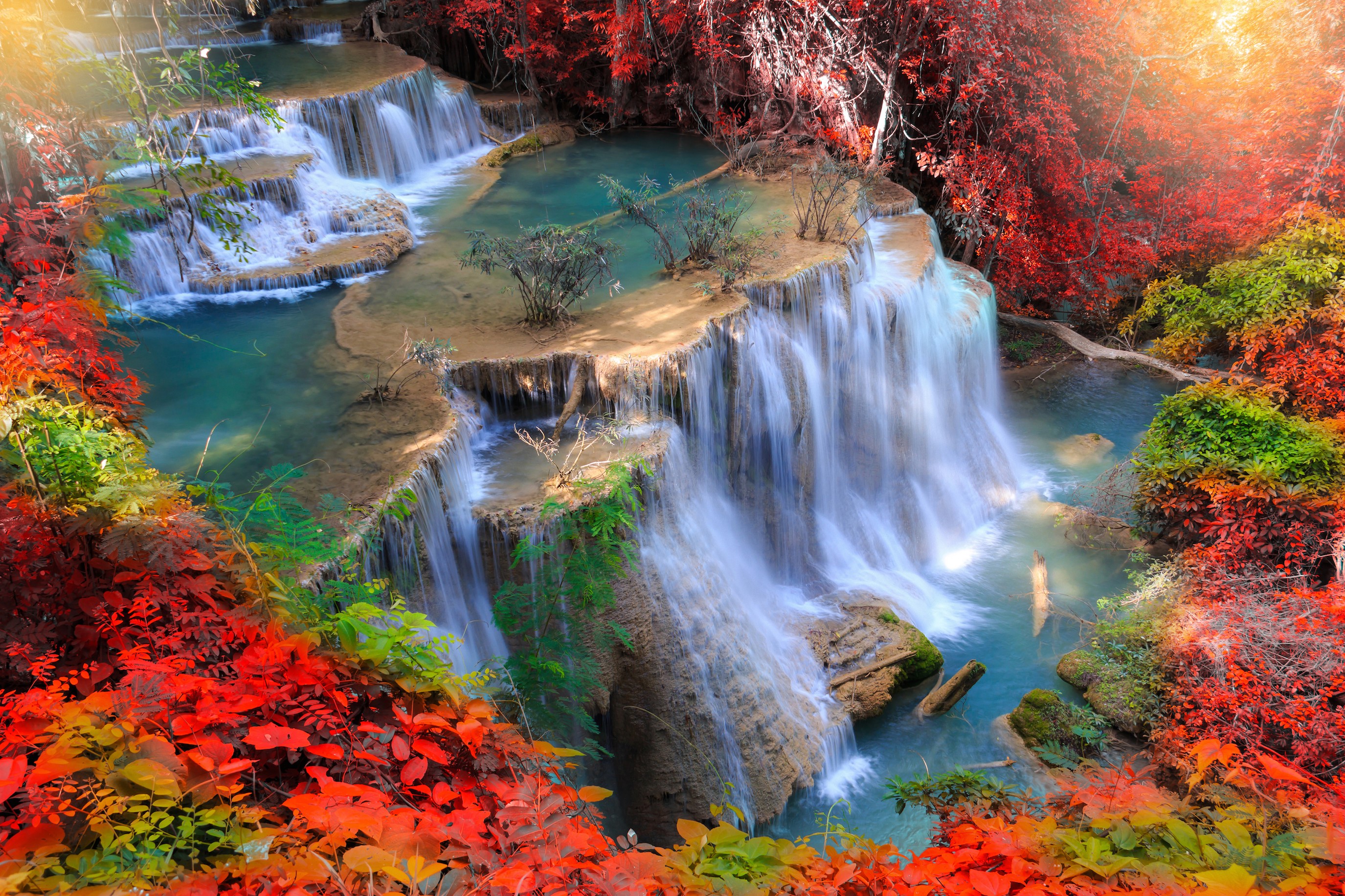 Huay Mae Kamin Wasserfall Thailand - Fotobehang