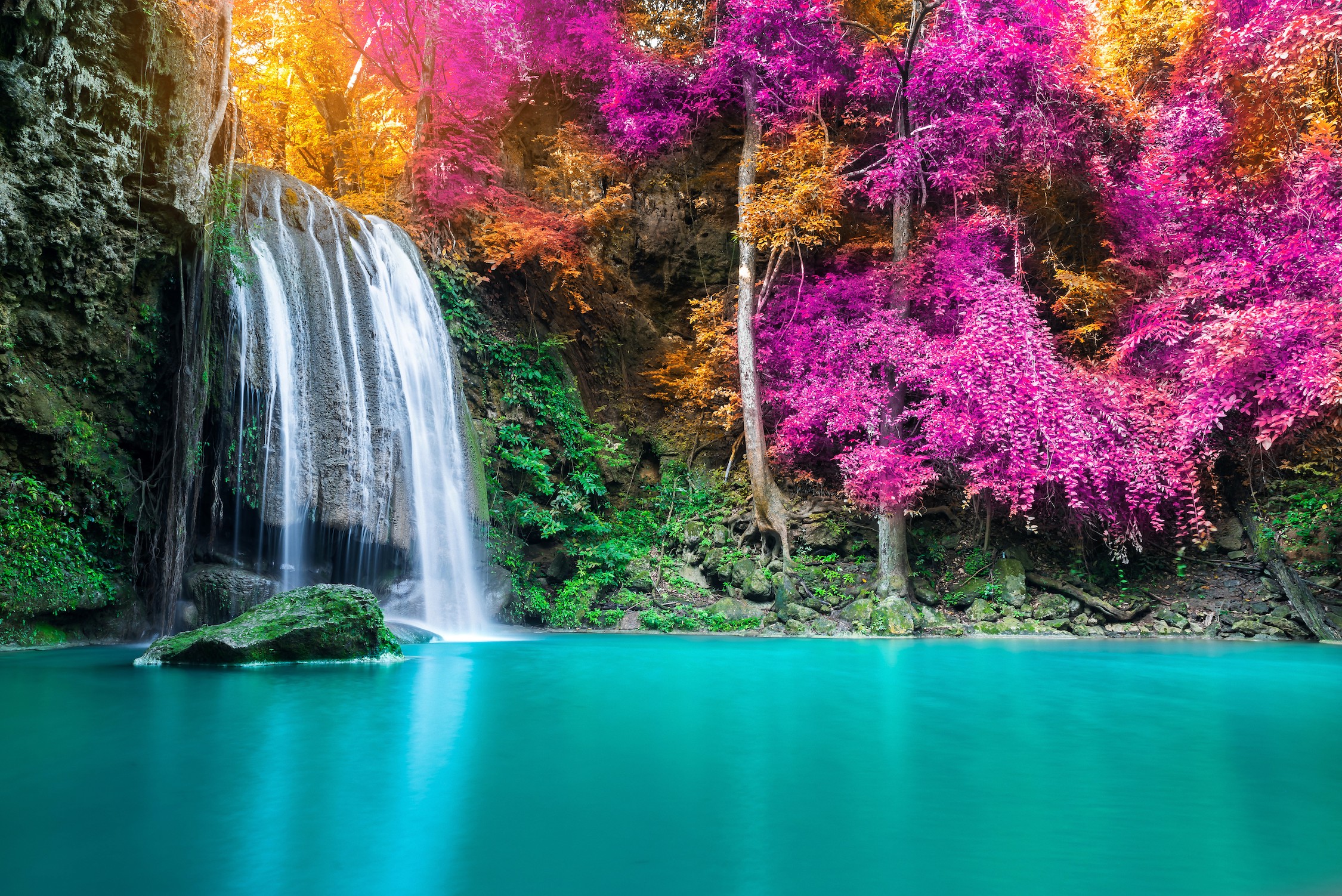 Thailand Nationalpark Wasserfall  - Fotobehang