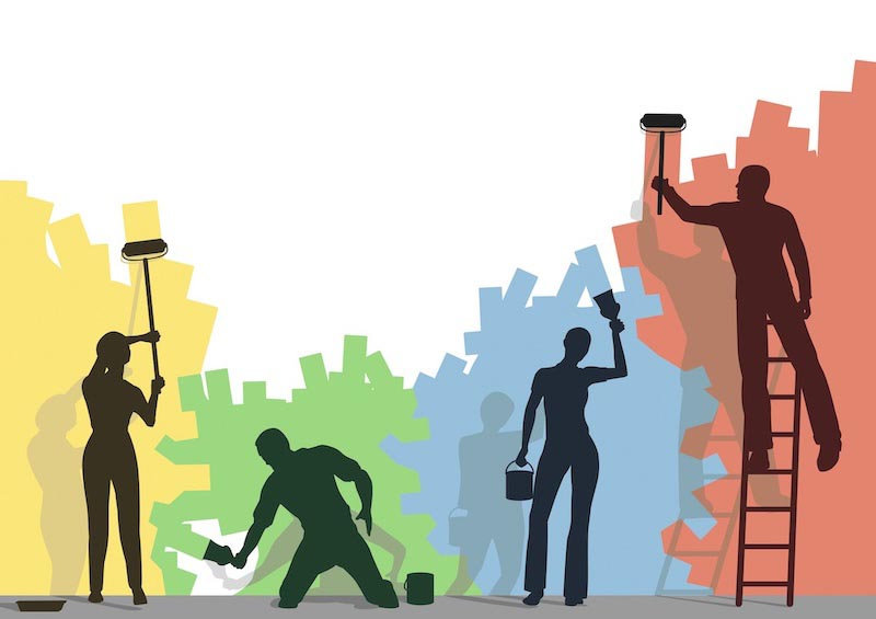 Diversiteit op Kantoor wallpaper mural