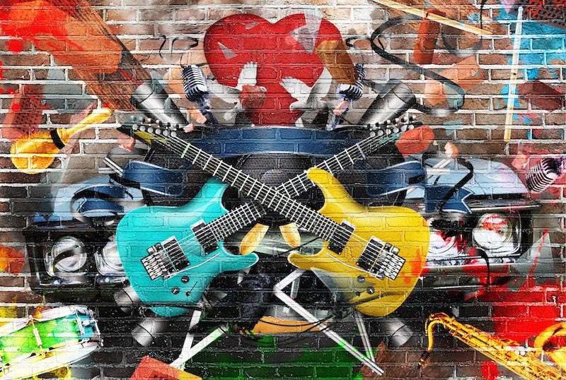 Muziek en Graffiti wallpaper mural