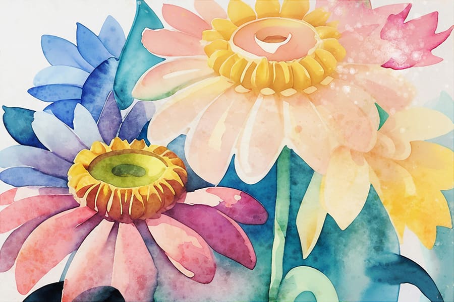 Aquarel Bloemen wallpaper mural
