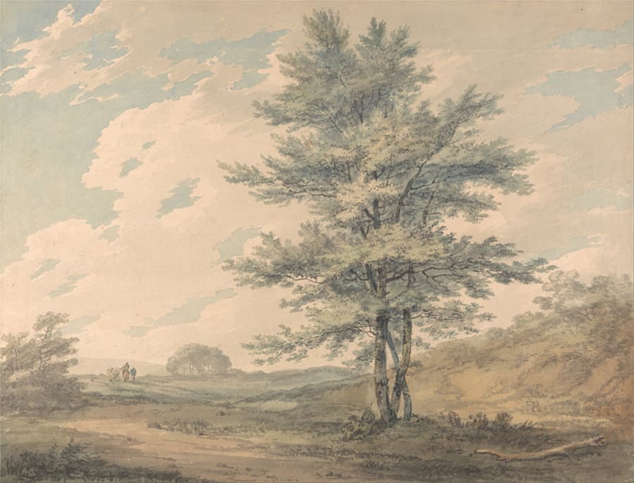 Vintage Dennenboom Landschap wallpaper mural