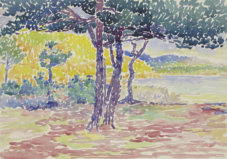 Kleurrijk Pijnbomen Landschap wallpaper mural