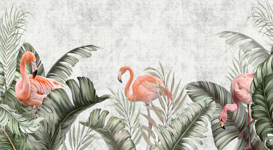 Flamingoparadijs wallpaper mural