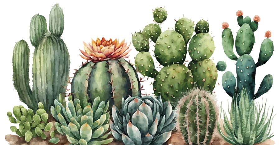 Aquarel Cactus wallpaper mural