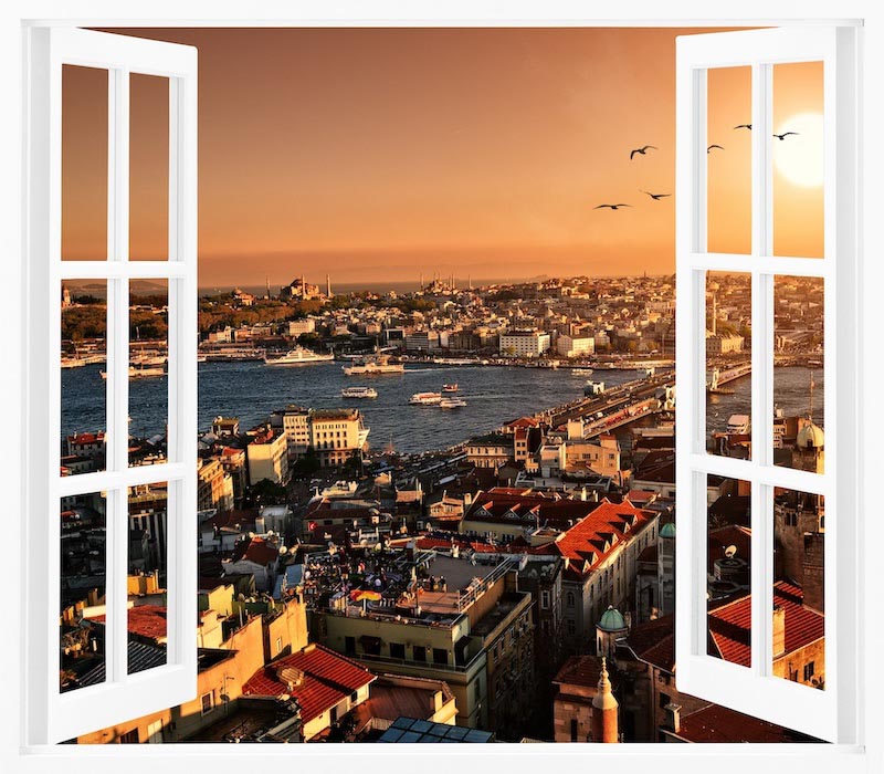 Uitzicht op Istanbul Vanuit het Raam wallpaper mural
