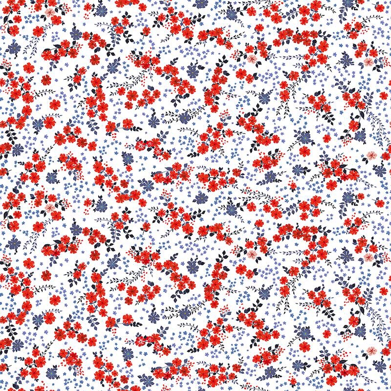 Rood Bloemenpatroon wallpaper mural