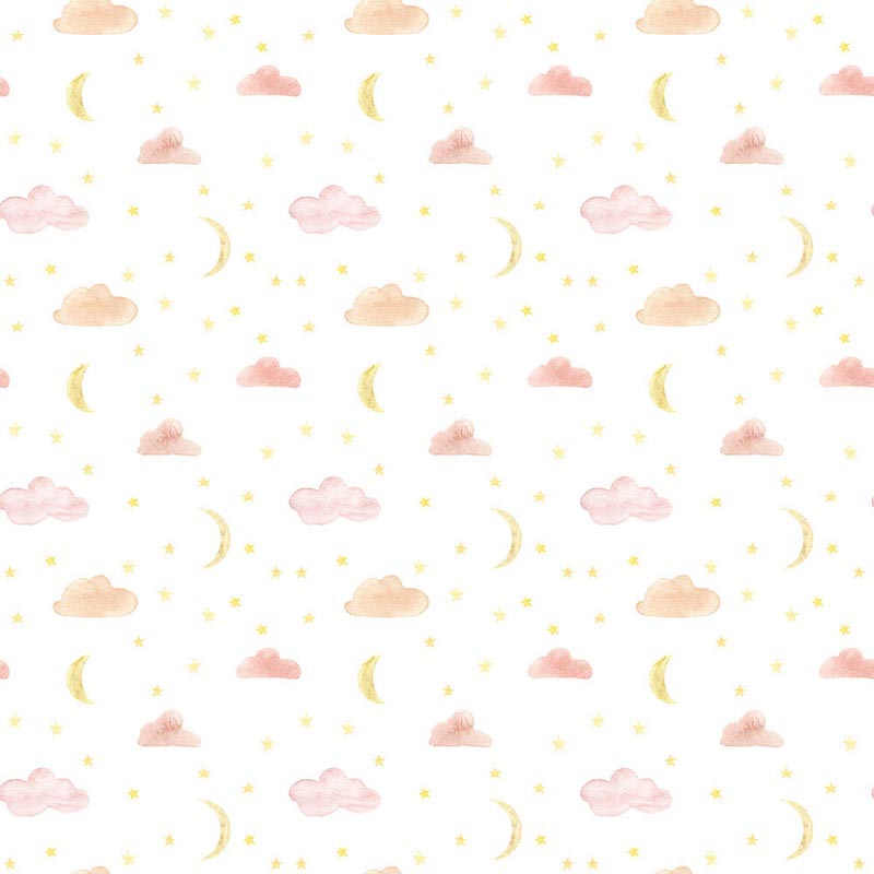 Tekening van Wolken en Maan wallpaper mural