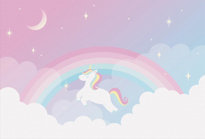 Eenhoorn en Regenboog wallpaper mural