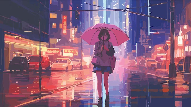 Paraplu Melodieën Regen wallpaper mural