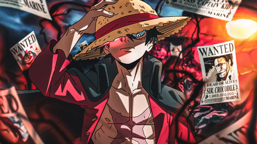 Luffy Gezocht One Piece wallpaper mural