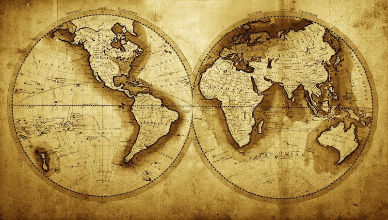 Wereldkaart van het Jaar 1711 wallpaper mural