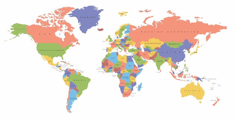 Wereldkaart met Ovale Randen wallpaper mural