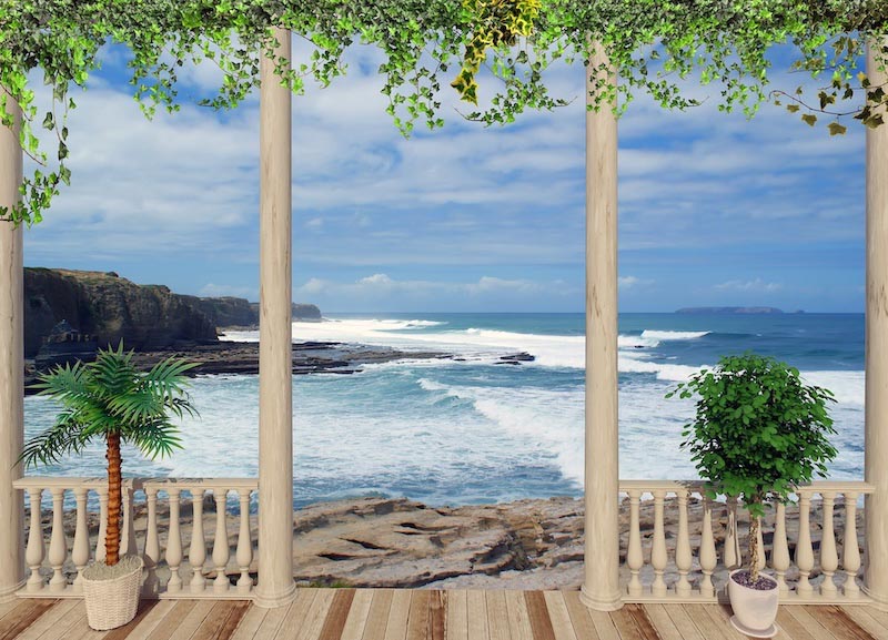 Zee vanaf het Terras wallpaper mural