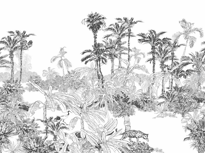 Potloodtekening Bosstudie wallpaper mural
