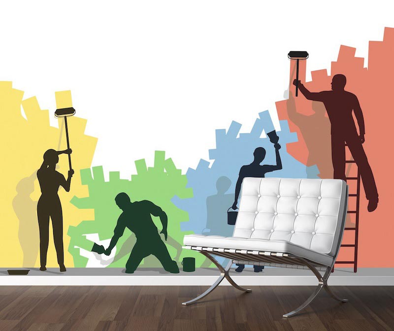 Diversiteit op Kantoor – 3D Behangdecoratie toegepast