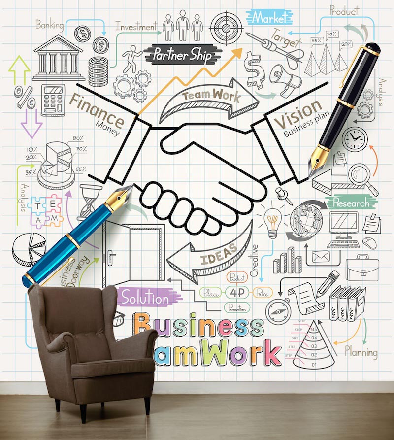 Teamvisie en Winstgevendheid – 3D Behang voor Muren toegepast