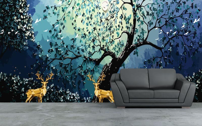 Gouden Hert - Muurbehang toegepast