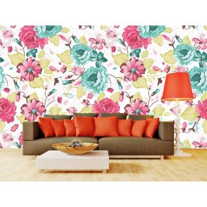 Turquoise Roze Bloemenpatronen