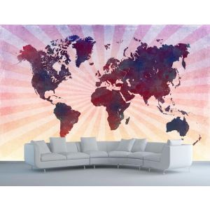 Retro Roze Wereldkaart