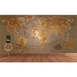 Wereldkaart in Bruine Tinten