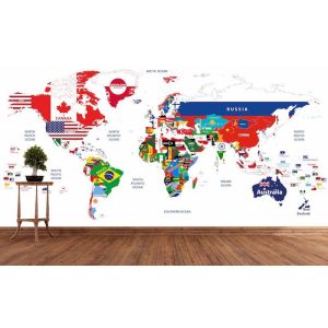 Wereldkaart Vlaggen