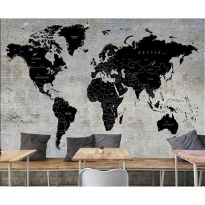 Wereldkaart op Betonnen Muur