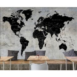 Wereldkaart op Betonnen Muur
