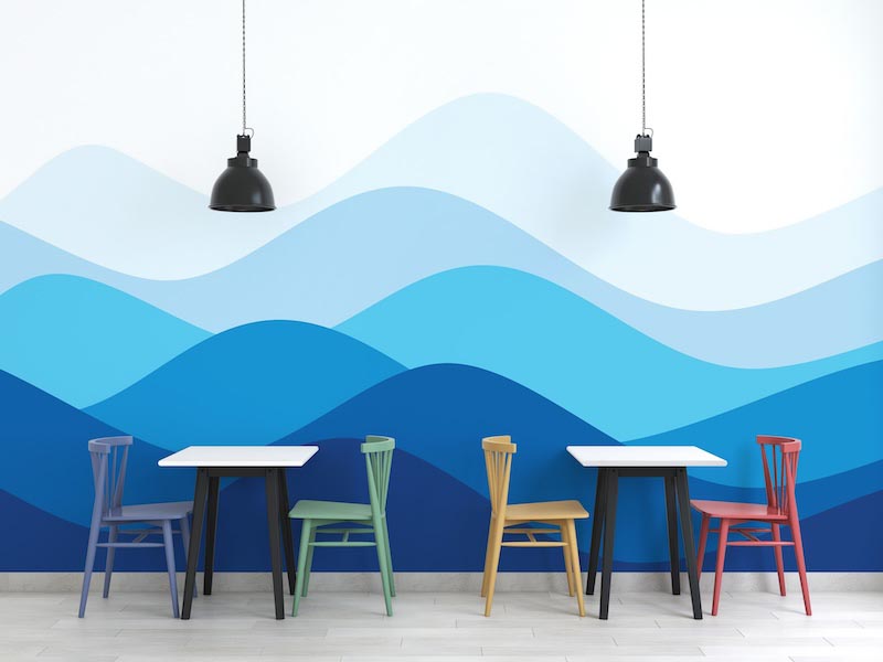 Oceaangolven Abstracte Kunst - Muurbehang afbeeldingstoepassing op muur