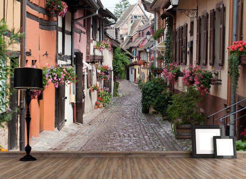 Bloemenweg - Muurbehang toegepast
