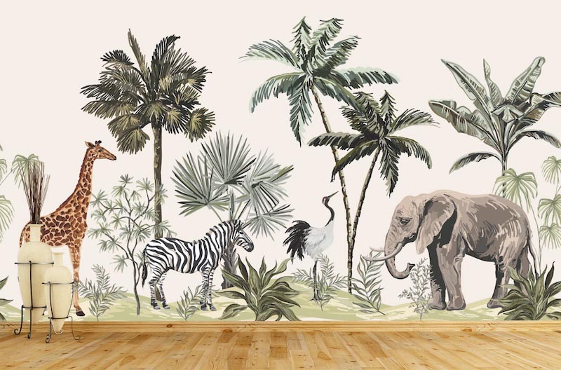 Leven in het Bos - Muurbehang afbeeldingstoepassing op muur