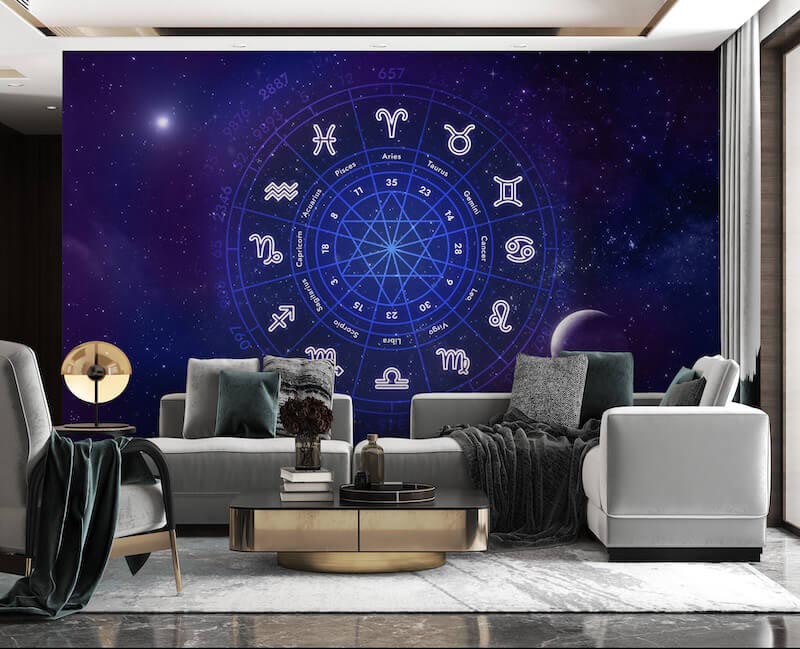Astrologische Getallen - Muurbehang afbeeldingstoepassing op muur