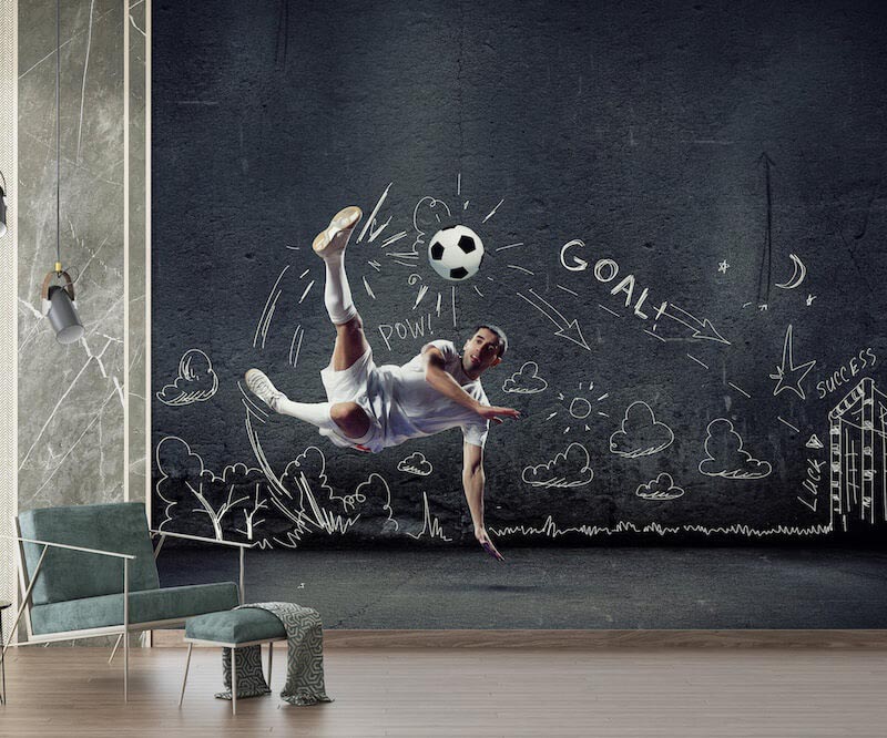 Overwinningsschop Voetbal - Muurbehang afbeeldingstoepassing op muur