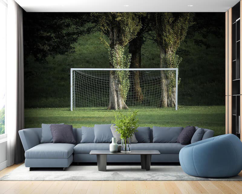 End Zone Euforie Voetbalveld - Muurbehang afbeeldingstoepassing op muur