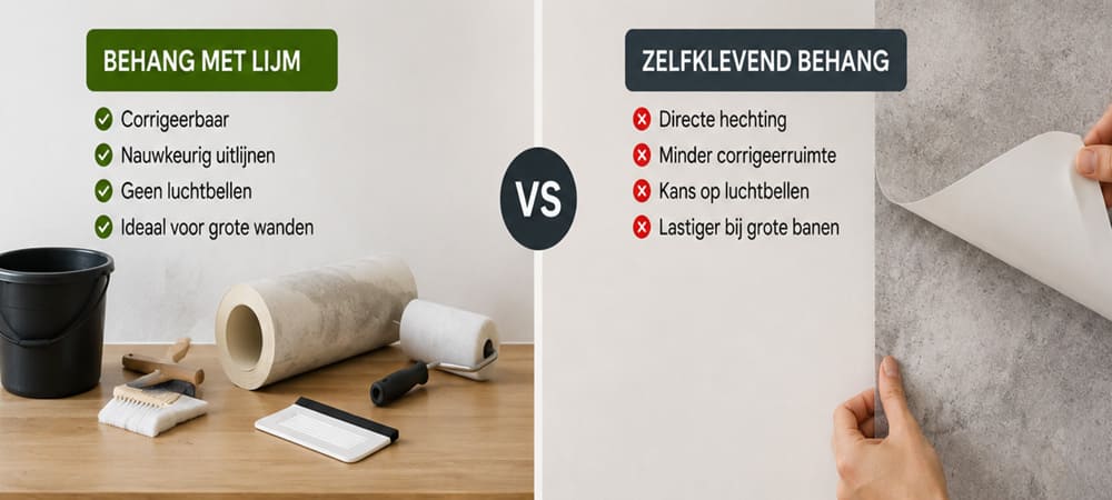 Fotobehang met lijm aanbrengen en banen nauwkeurig uitlijnen